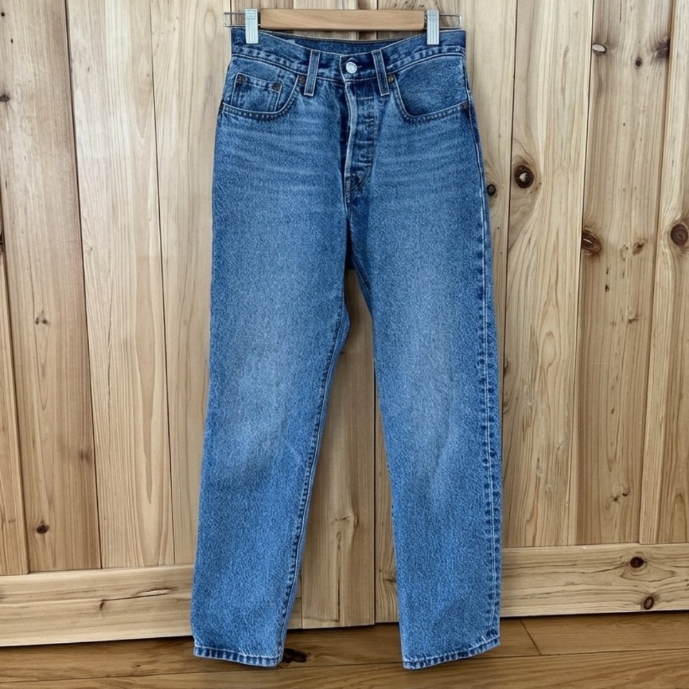 Levi's Straight Leg Jeans in Classic Blue Denim 501